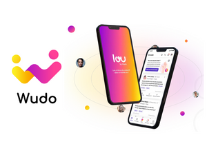 <p>Logo Wudo et mockup de l&#39;application Lou sur iPhone.</p>